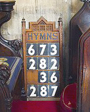 Hymn board with numbers on
